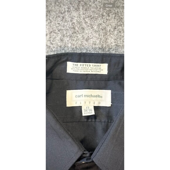 Carl Michaels VTG Mens Fitted Dress Shirt 17 34/35 Black Formal Business Classic - Picture 4 of 8